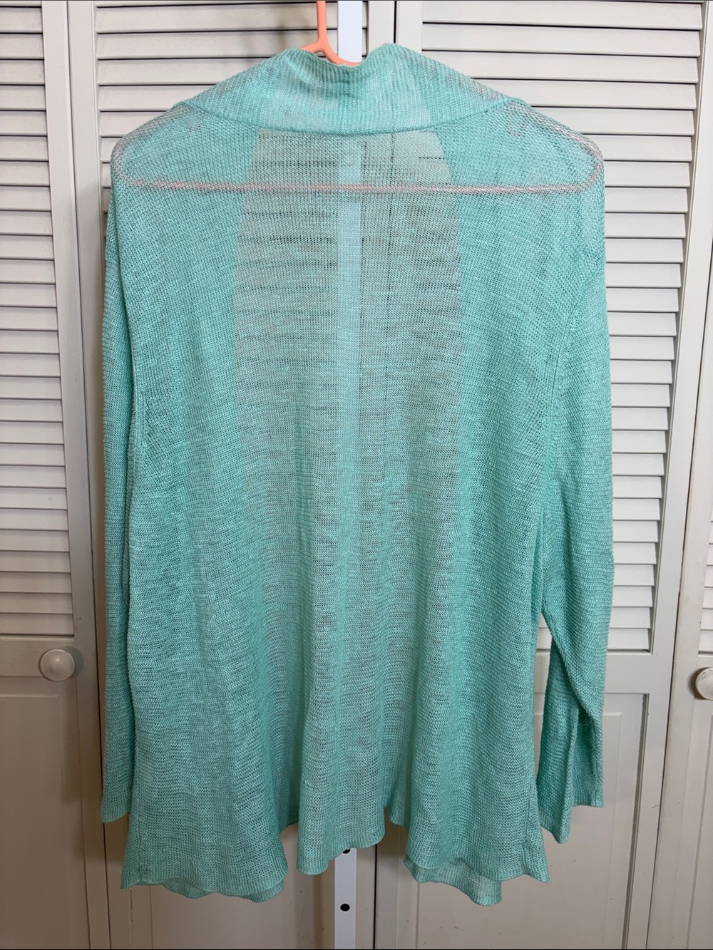 Eileen Fisher 100% Linen Aqua Open-Front Draped Cardigan 2X - Picture 6 of 13
